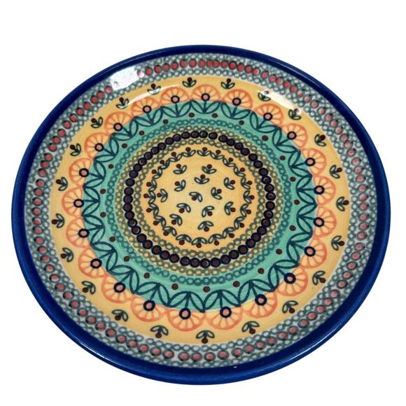 Polish Pottery Salad Dessert Plate 8" Prairie Sunrise Unikat Stoneware Lot 2 - Picture 2 of 7